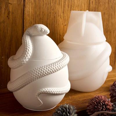 Snake Egg with Lid Candle Jar Silicone Mold DIY Flowerpot Casting Molds Concrete Plster Resin Storage Box Craft Making Supplies