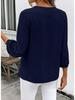 Women's V-Neck Ruffled Blouse - 3/4 Sleeve Loose Casual Shirt