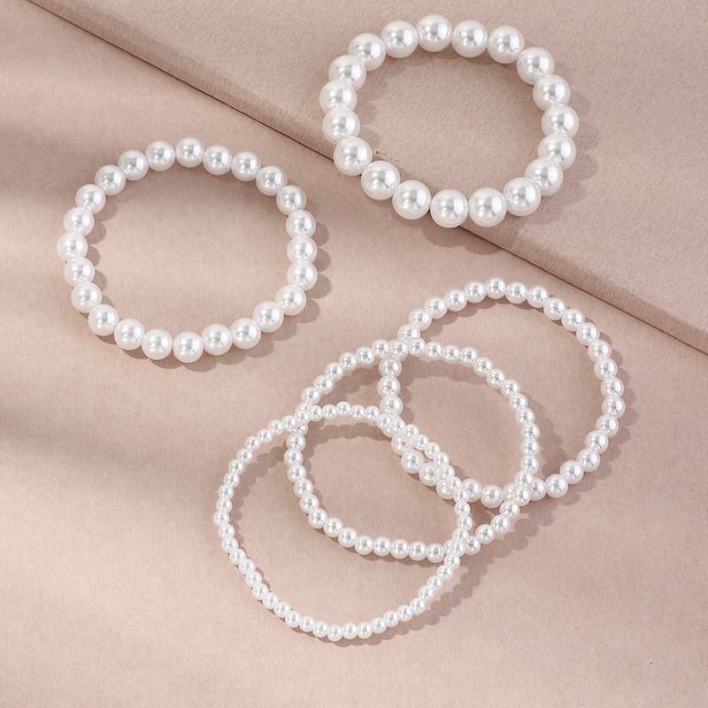 Fashion Pearl Bracelet For Women With Multilayer Elastic Line Hand Chain Gift For Travel Souvenir