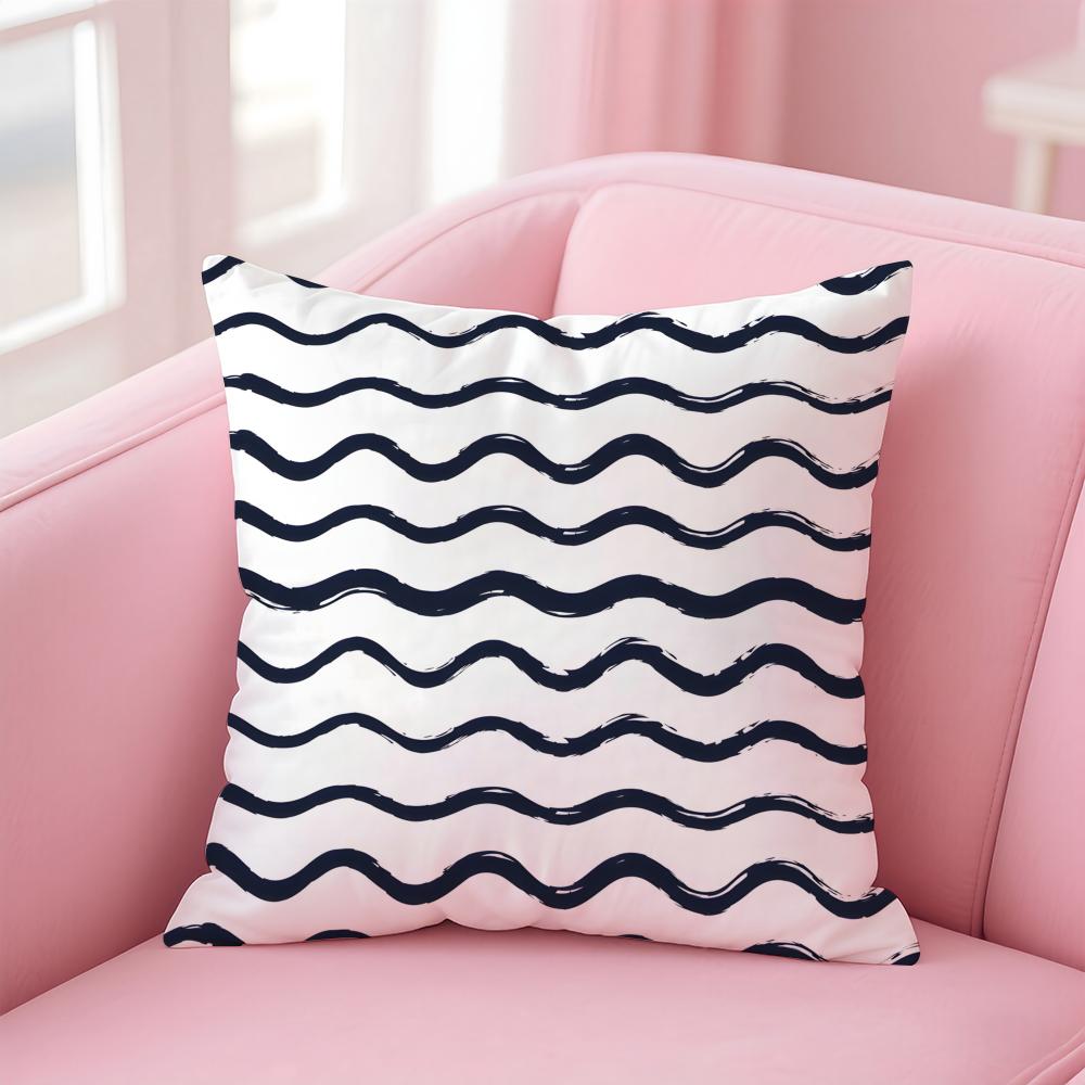 Black and White Striped Geometric Rectangle Cushion Cover Pillow Case Soft Skin Friendly Fabric Concealed Zipper