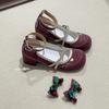 Retro Red High-end French Thick Heel Light Mouth Single Shoes Women's Summer 2025 New with Skirt Versatile Mary Jane Shoes