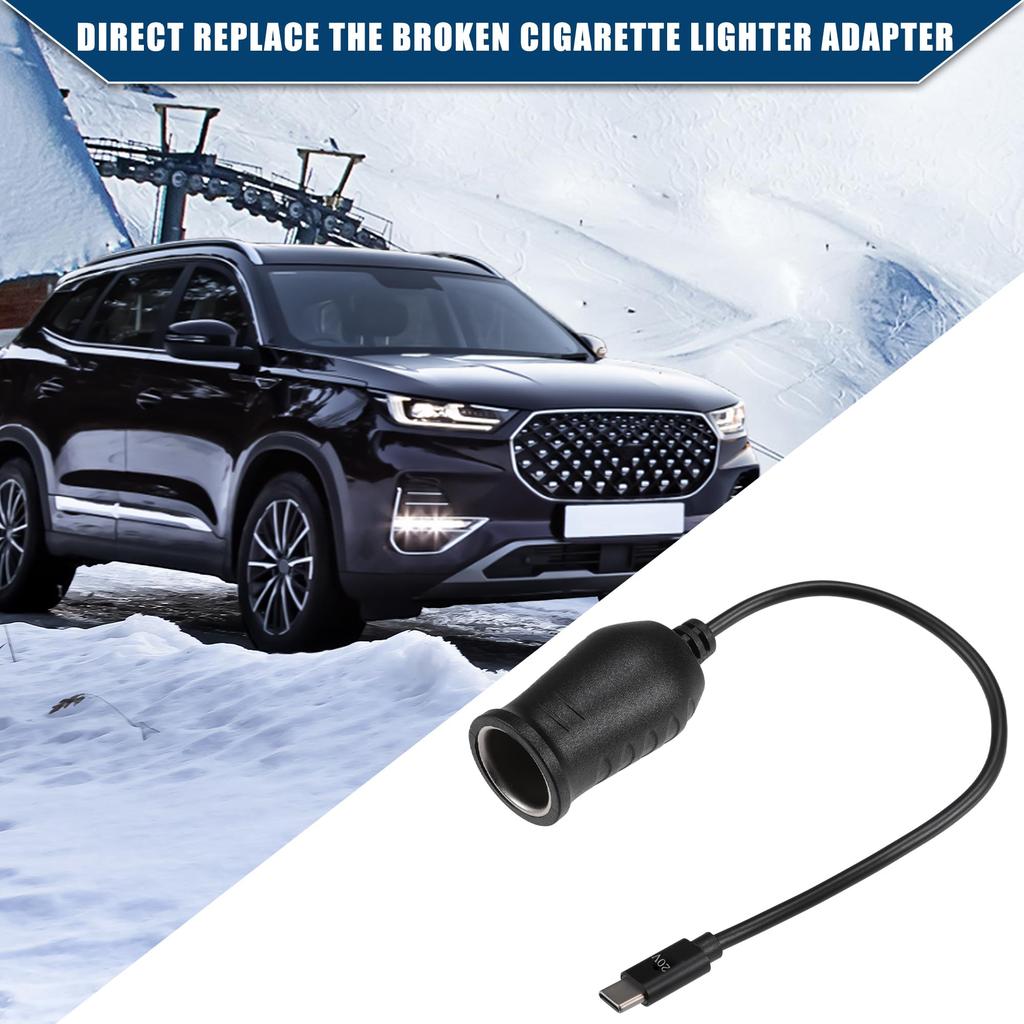 Hihaha 20V Cigarette Lighter Adapter Car RV USB Type C Female Cigarette Lighter Converter