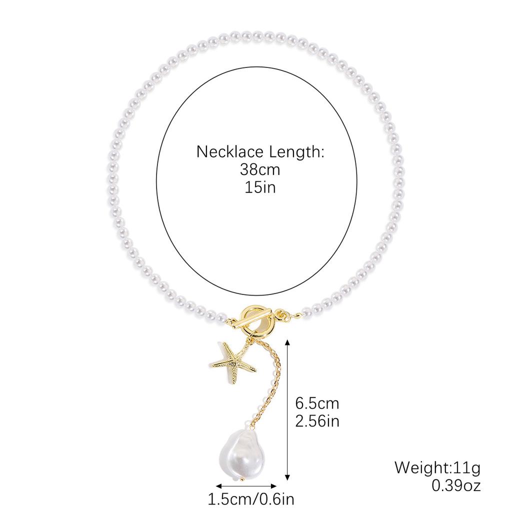 Accessories Imitation Pearl Beaded Shell Conch Necklace Beach Ocean Wind Simple Clavicle Chain
