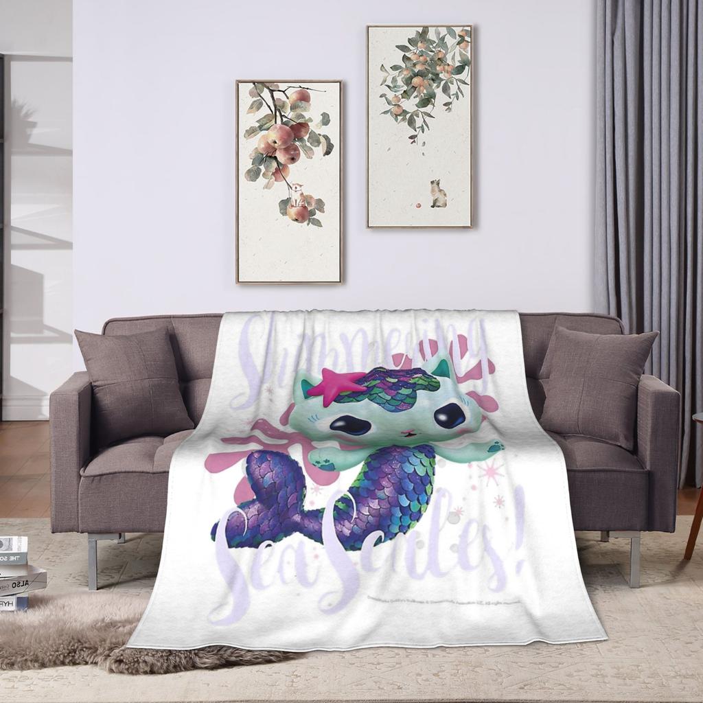 Cartoon Cute Gabbys Dollhouse Blankets Fleece Summer  Breathable Warm Throw Blanket for Bedding Outdoor Plush Thin Quilt