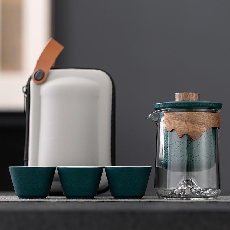 Travel tea set glass fast cup outdoor portable tea set household kung fu tea cup tea set gift