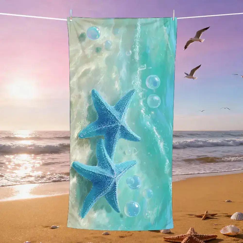 1pc Ocean Plastic Art Creation Theme Beach Towel, Ocean Festival Beach Towel, Soft, Absorbent,Collective Unconscious Ocean