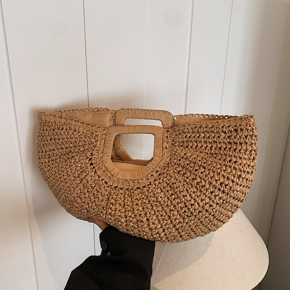 Handmade Weave Tote Bag Large Capacity Summer Beach Handbag Casual Grass Woven Bag Girls
