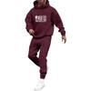 Men's Solid Color Flag Print Hooded Universal Versatile Hooded Sweatshirt Sweatpants Casual Sports Suit