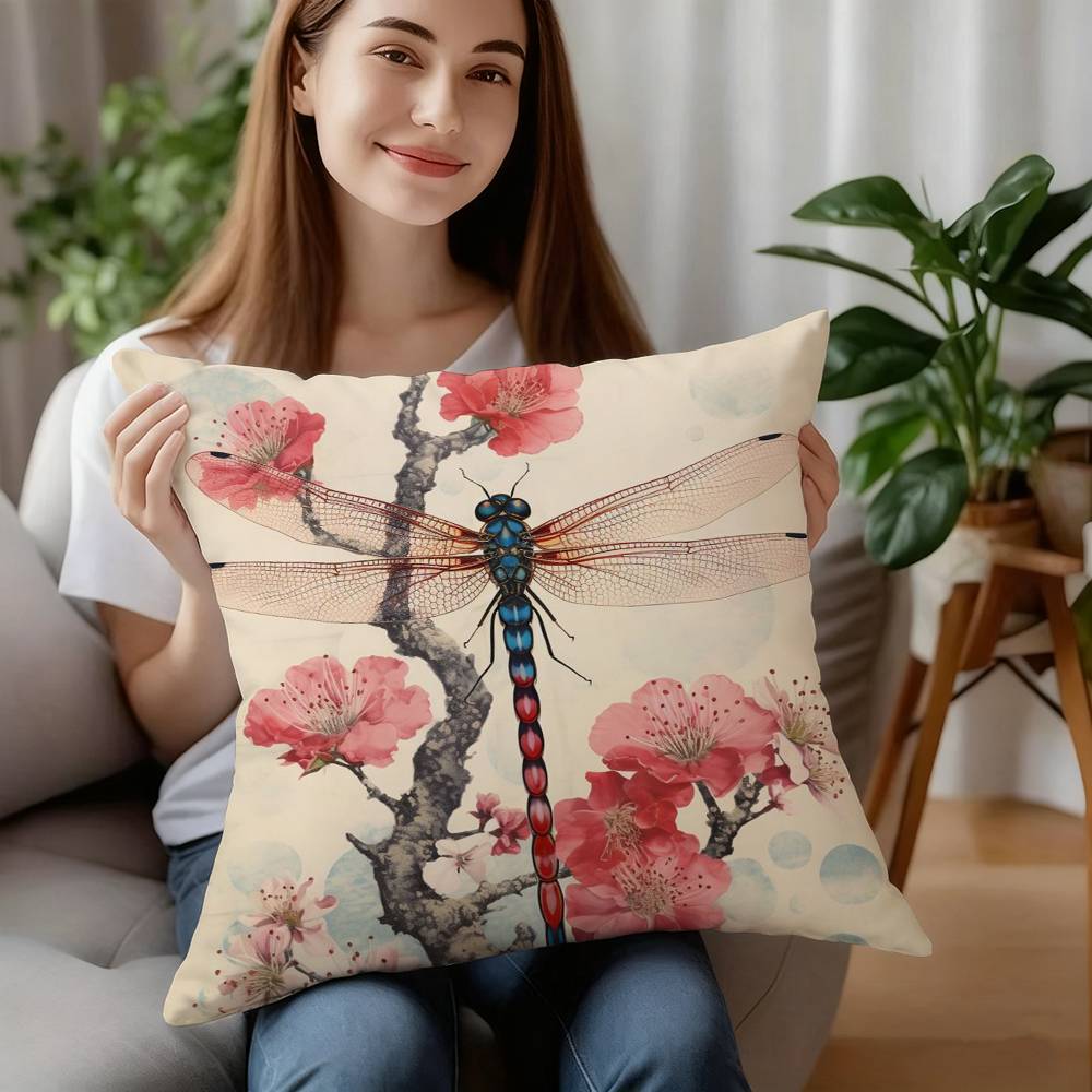 Vintage Floral Pillow Case Short Plush Sofa Decorative Gift Home Double-sided Printing Cushion