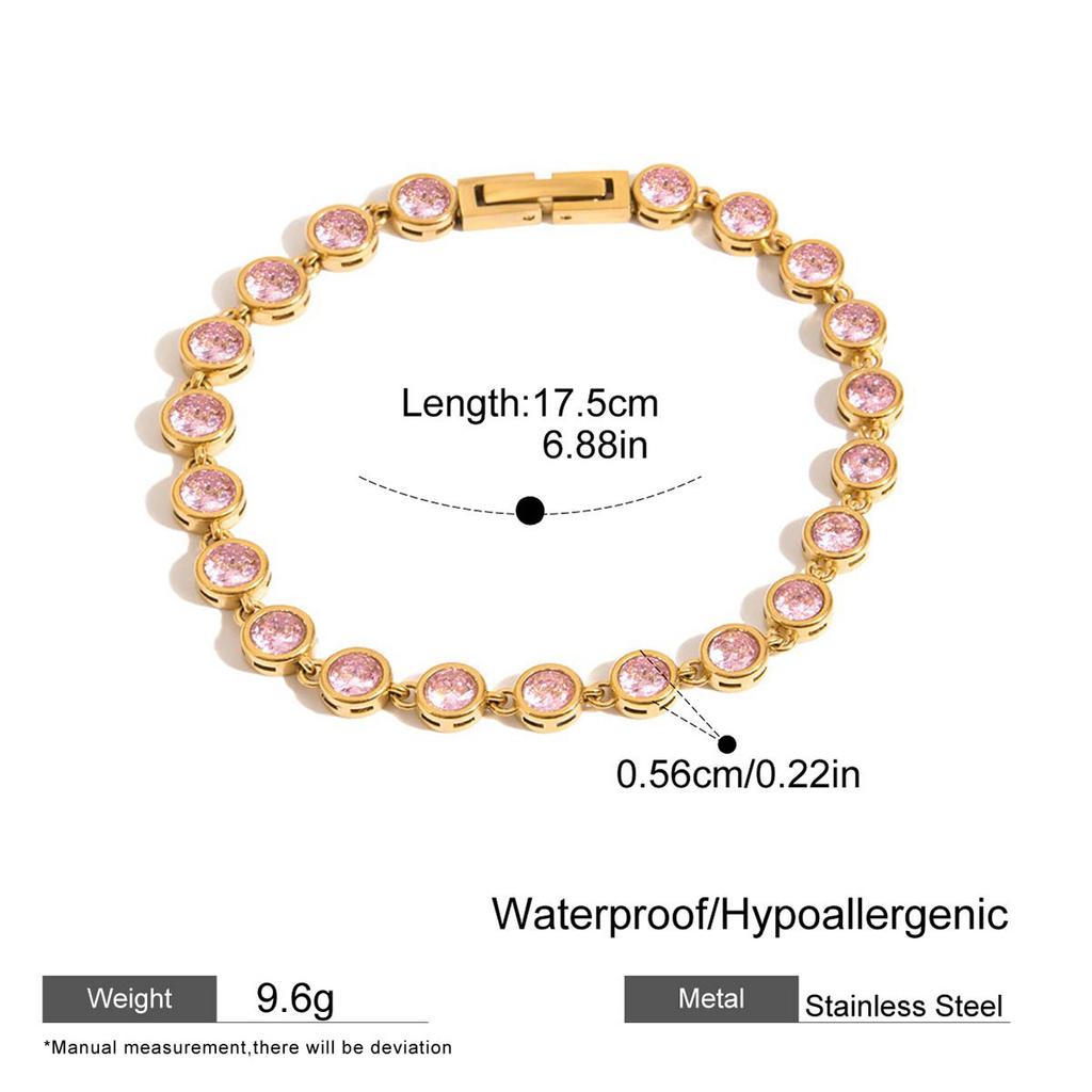 MW Geometry Zircon Link Chain Star Bracelet Heart Full Diamond Waterproof Layered Jewelry Stainless Steel Bracelet for Women