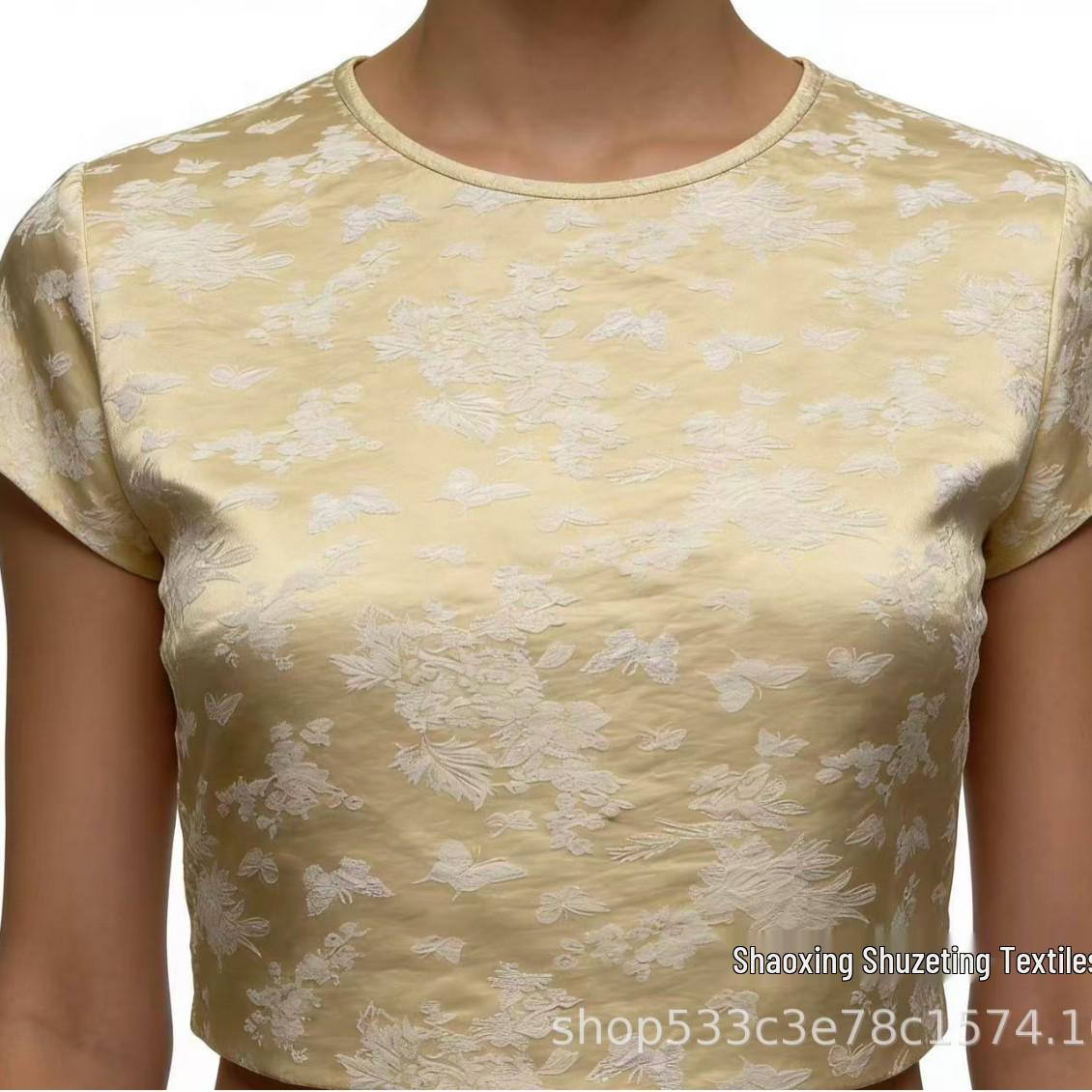 High-Density Silk Stretch Song Brocade Fabric for Hanfu Qipao - New Chinese Jacquard Satin Hand-held Flower Jacquard