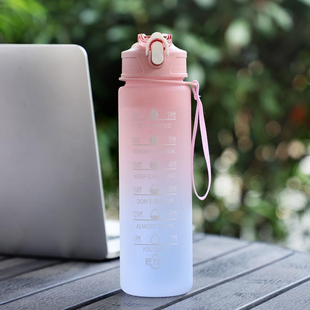 Handheld Colorful Water Bottle with Straw Colorful Water Plastic Bottle  School Supplies