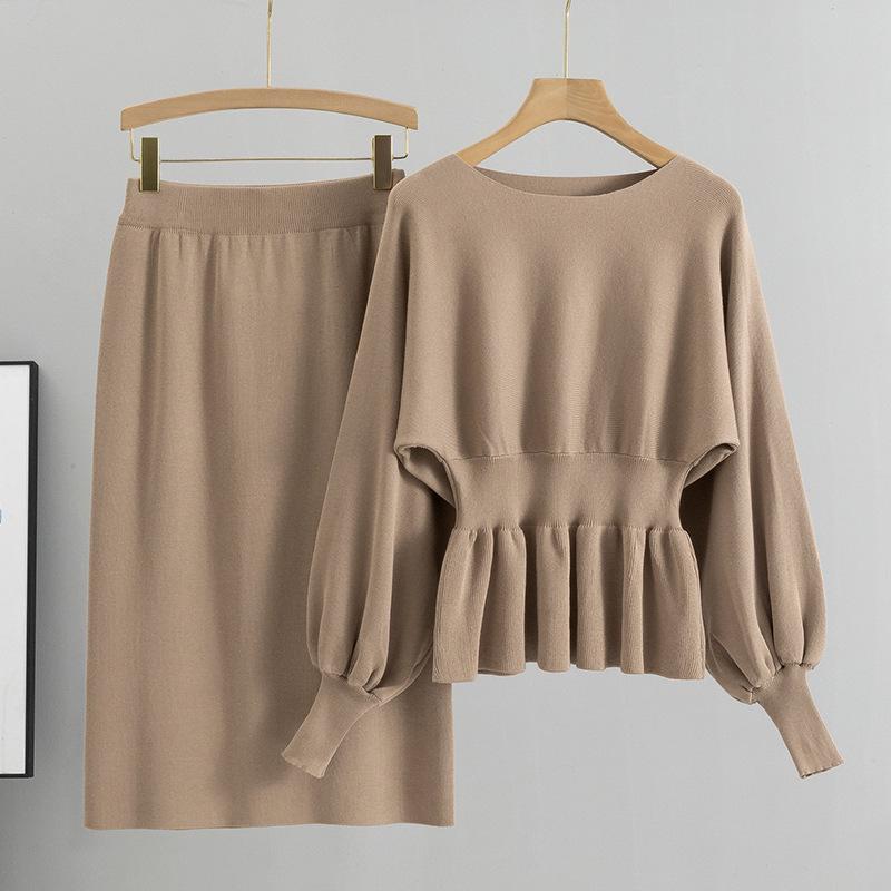 

Versatile Two-Piece Knitwear & High-Waisted Midi Skirt Set for Women - Spring Collection One Size