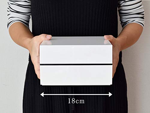 Tableware East Japanese Modern Hors d'oeuvre Square Two-Tiered Box, 18cm, White, with Dividers