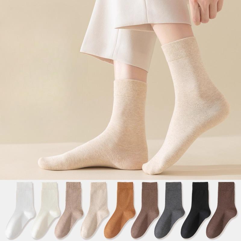 Female Autumn Cotton Sweat-absorbing Deodorant Anti Pilling Boneless Tube Socks