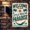 Vintage Tropical Beach Tin Sign Rustic Metal Wall Art Coastal Home Decor x cm