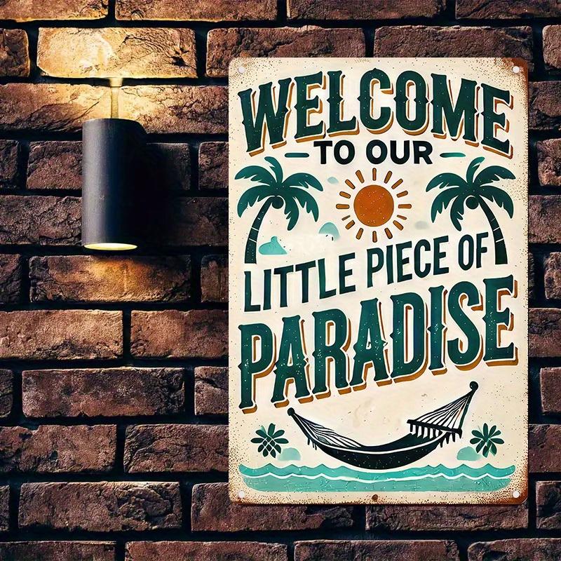 Vintage Tropical Beach Tin Sign Rustic Metal Wall Art Coastal Home Decor x cm
