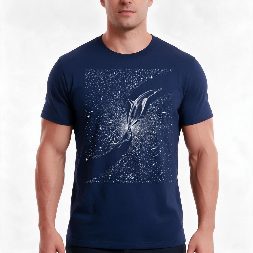 Starry Orca And Diver Tshirt Summer Casual Cotton Tee Oversized Streetwear Tops Vintage Graphic Print Unisex Unisex Unisex