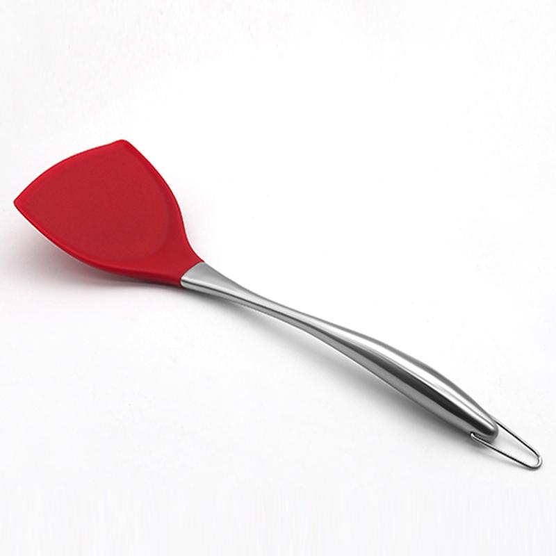 Non-Stick Silicone Spatula Stainless Steel Handle Turner Spatula Beef Meat Pancake Cooking Shovel Heat Resistant Kitchen Scraper