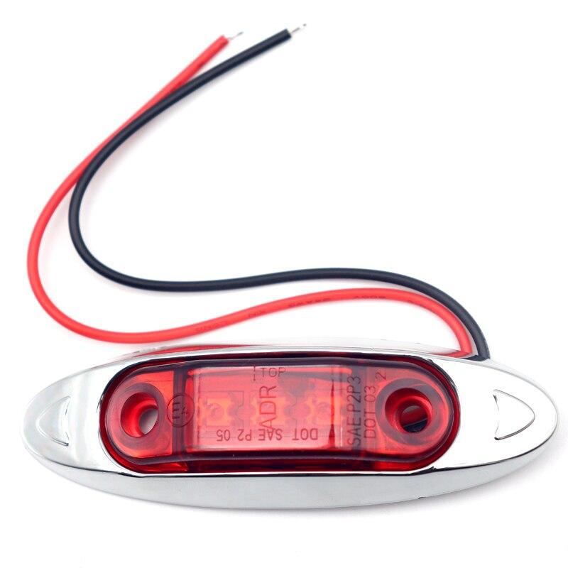 2pcs 3LED 12V/24V Car Trailer Truck Clear Side Marker Lamp Indicator Lorry Turn Signal Light Red/Amber/White Waterproof Light
