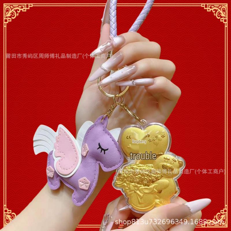 Pure Gold Cartoon Joy Rabbit & Cinnamoroll Keyring Charms Gift