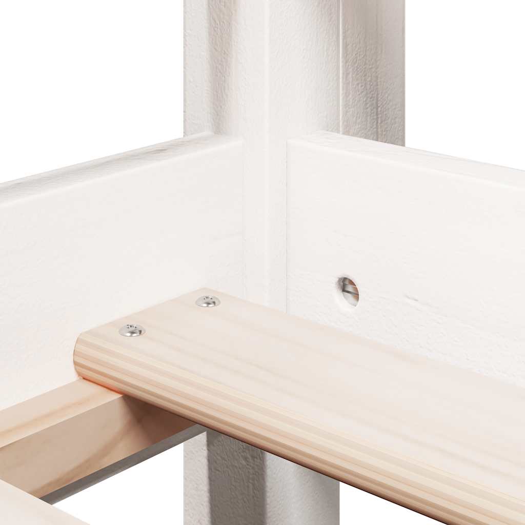 High Bed with Roof White 90x200 cm Solid Pine Wood