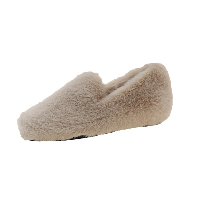 Mao Mao Slippers Women's Outer Wear 2025 New Autumn and Winter Plush Cotton Shoes Korean Version Flat-bottomed Pregnant Women's Non-slip Mao Mao Shoes