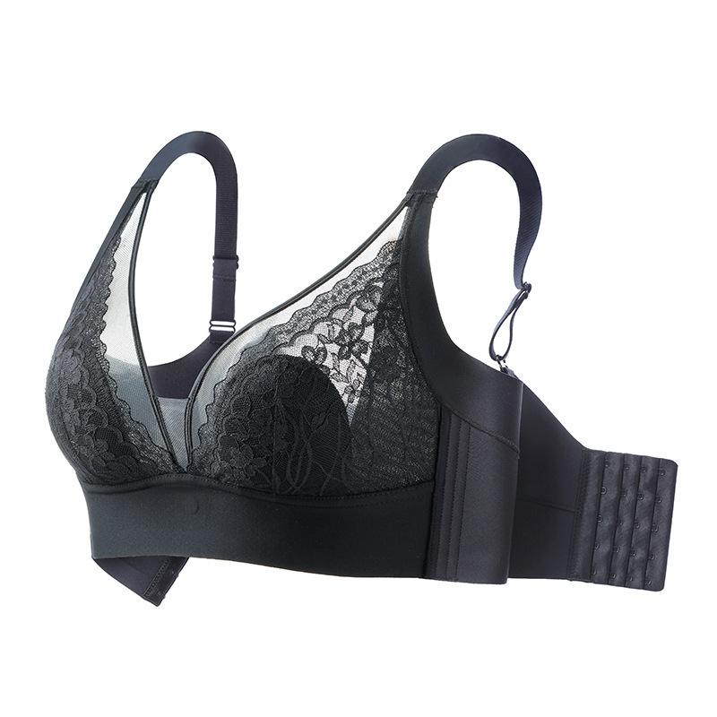 

Rabbit-ear Bra Women s Thin and Sexy Lace Gathering Bra Adjustable Underwear Push Up Bra 34/75B чорний
