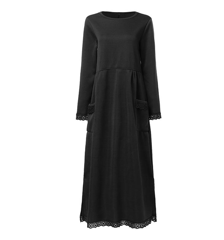 Rochie de toamnă tricotată cu dantelă și lână, mărime mare, largă