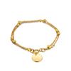 New Customize Name&Date Women Girls Link Chain Bracelet Stainless Steel Round Charm Personalized Jewelry Length 18cm
