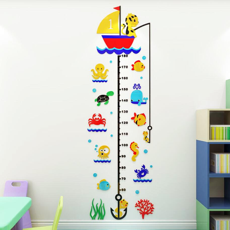 Cartoon Height Measure Decals For Kids Room Wall Decor Growth Children Chart PVC Wall Stickers Bedroom Decor DIY Wall Mural Art