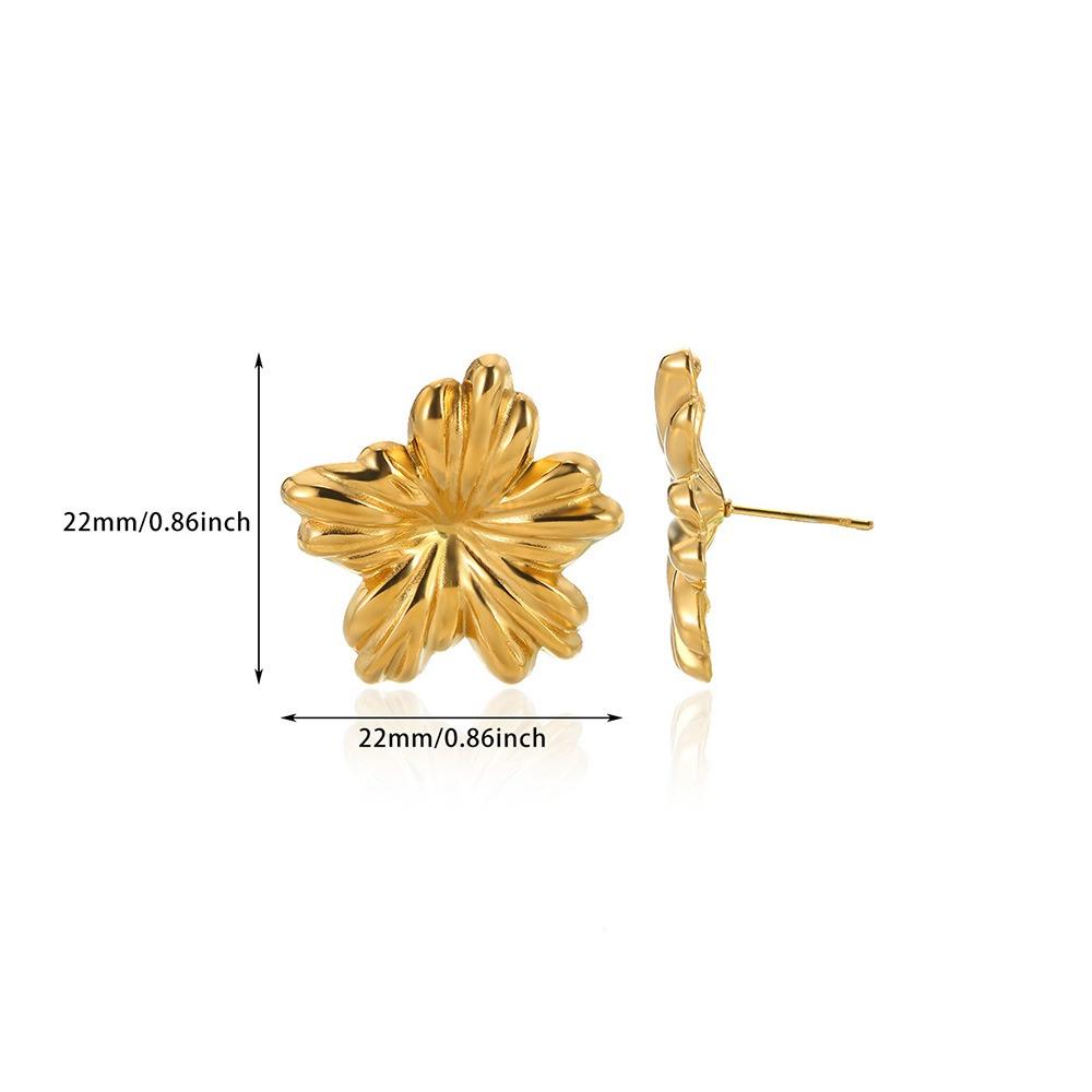 Elegant Flower Earrings For Women Gold Color Stainless Steel Flower Earring Luxury Wedding Party Minimalist Jewelry Gift