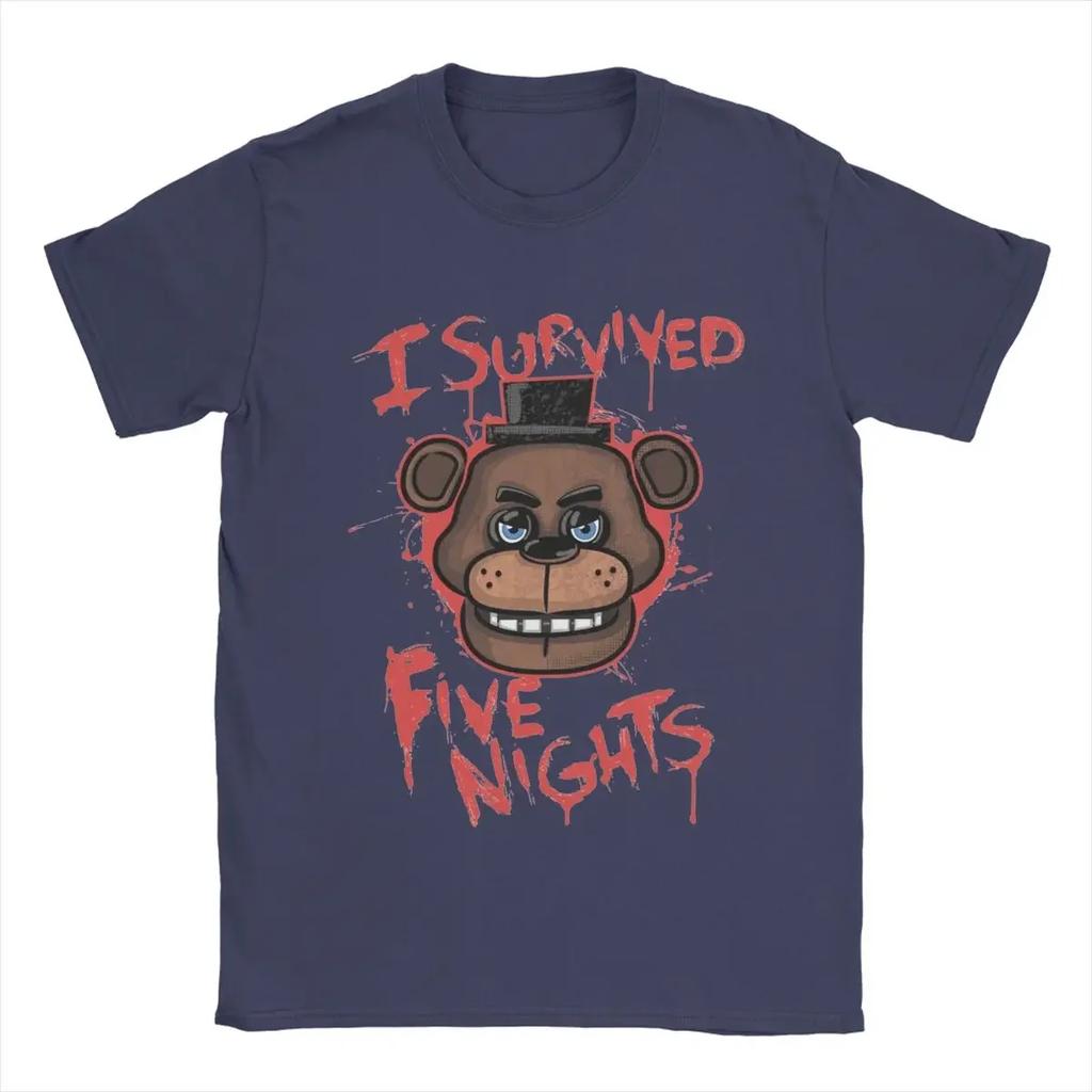 Harajuku  Five Nights T-Shirts for Men At Freddys Novelty Pure Cotton Tee Shirt Round Collar Short Sleeve Plus Size Clothes