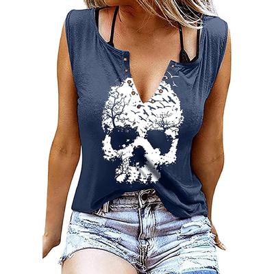 Γυναικείες τανκς Sexy V λαιμόκοψη αμάνικα καλοκαιρινά μπλουζάκια γιλέκο 3D print The Bird Skeleton tops