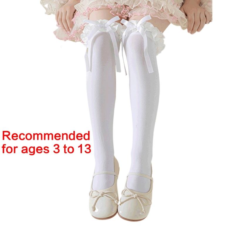 Fashion Lace Calf Socks Socks Breathable Loose Socks for Girls Bowknot High Boot Socks Long Knee High Stockings