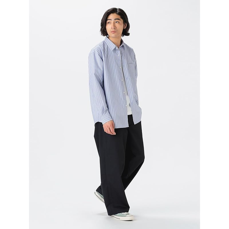 [Beaming life store by BEAMS] L/S shirt polyester broad regular color shirt 25SS men's BLUE_STRIPE S_92110375147