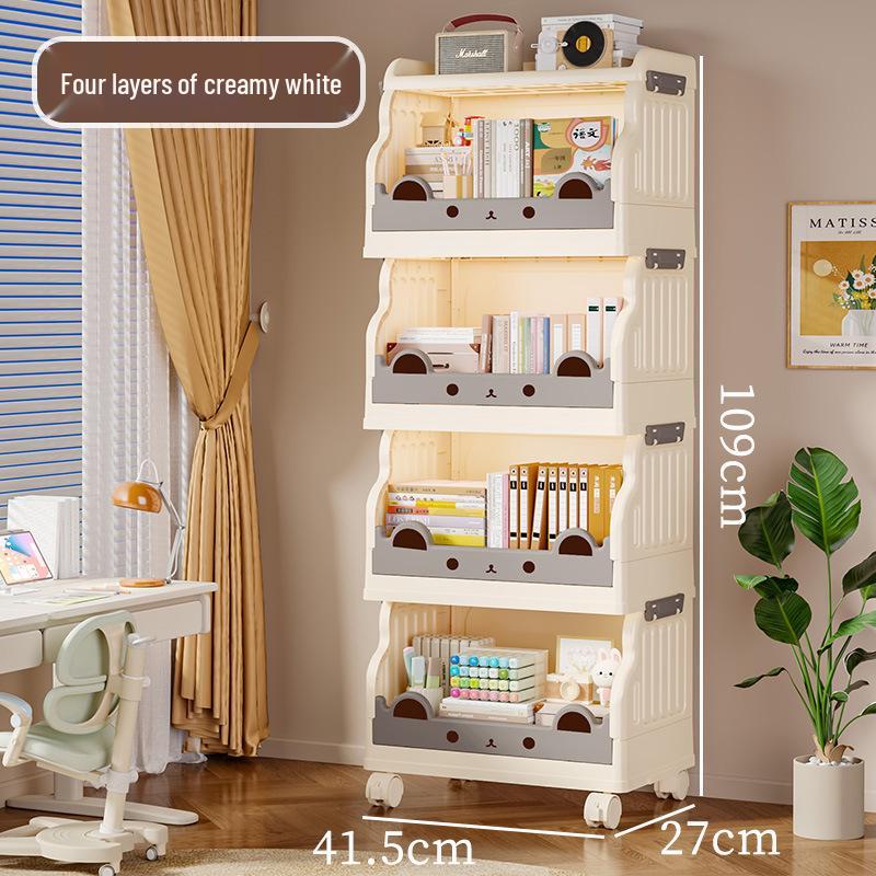Children's Movable Multi-Layer Bookshelf and Storage Rack