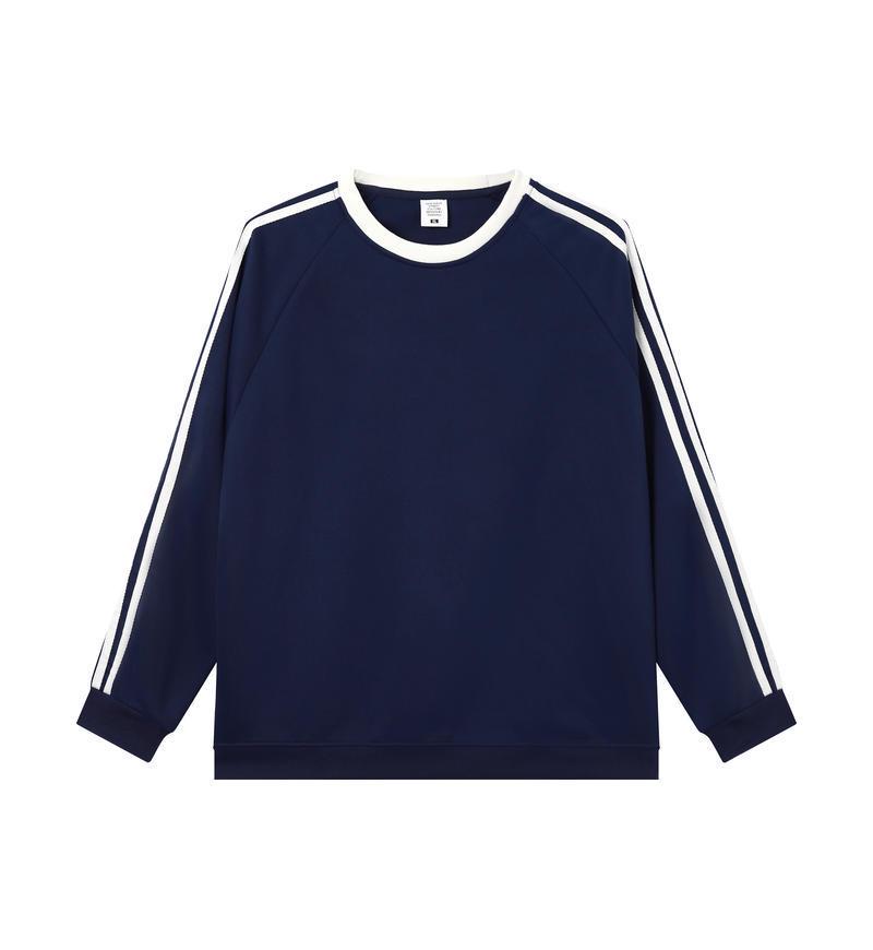 American Retro College Style Striped Pullover: Loose Fit, Round Neck, Long Sleeve Sweatshirt