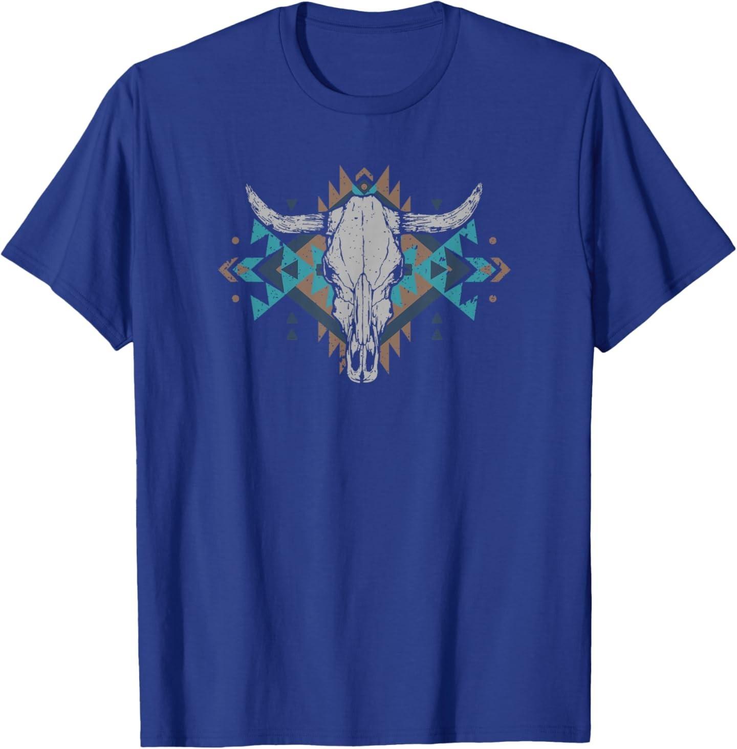 Tribal Skull Boho Style Patterns Country T-Shirt S разноцветный