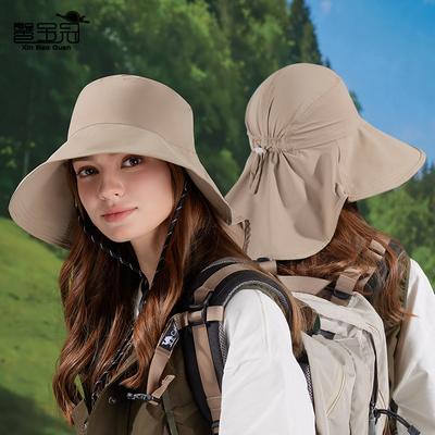 Summer Big Brim Sun Hat Children Outdoor Cycling Hiking Shawl Neck Protection Sun Protection Hat Big Head Circumference Breathable Bucket Hat