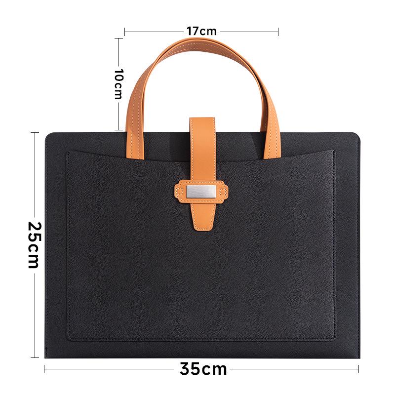 Large Capacity A4 Leather File Bag - Multifunctional Business Office Folder