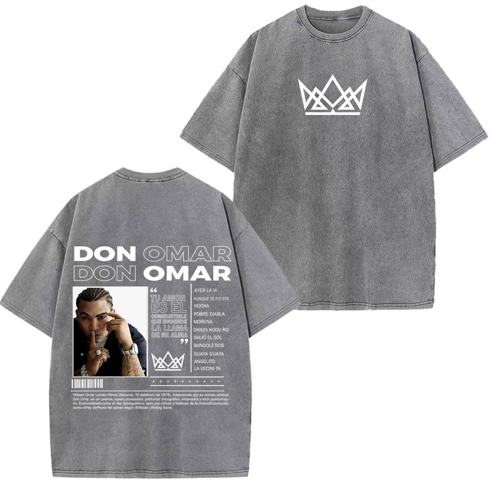 Rapper Don Omar Album Print Tshirts Unisex Women Fashion Tshirts Shortsleeved Loose Casual Cotton Vintage Washed Tshirts Tops