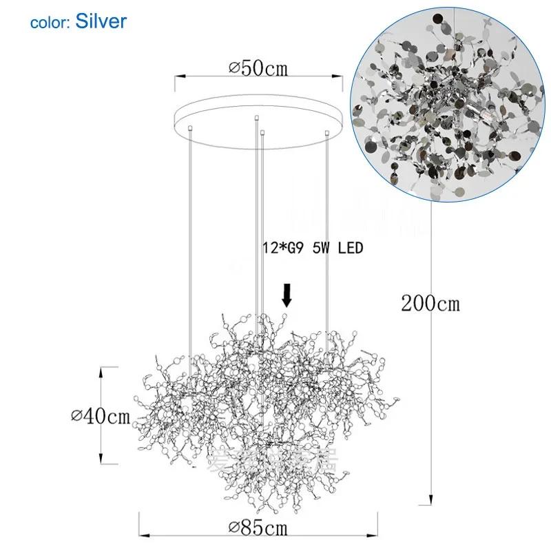 Modern Restaurant Chandelier Stainless Steel Lighting Fixtures Luxury LED Chandelier Coffee Shop Decoration Home Appliance