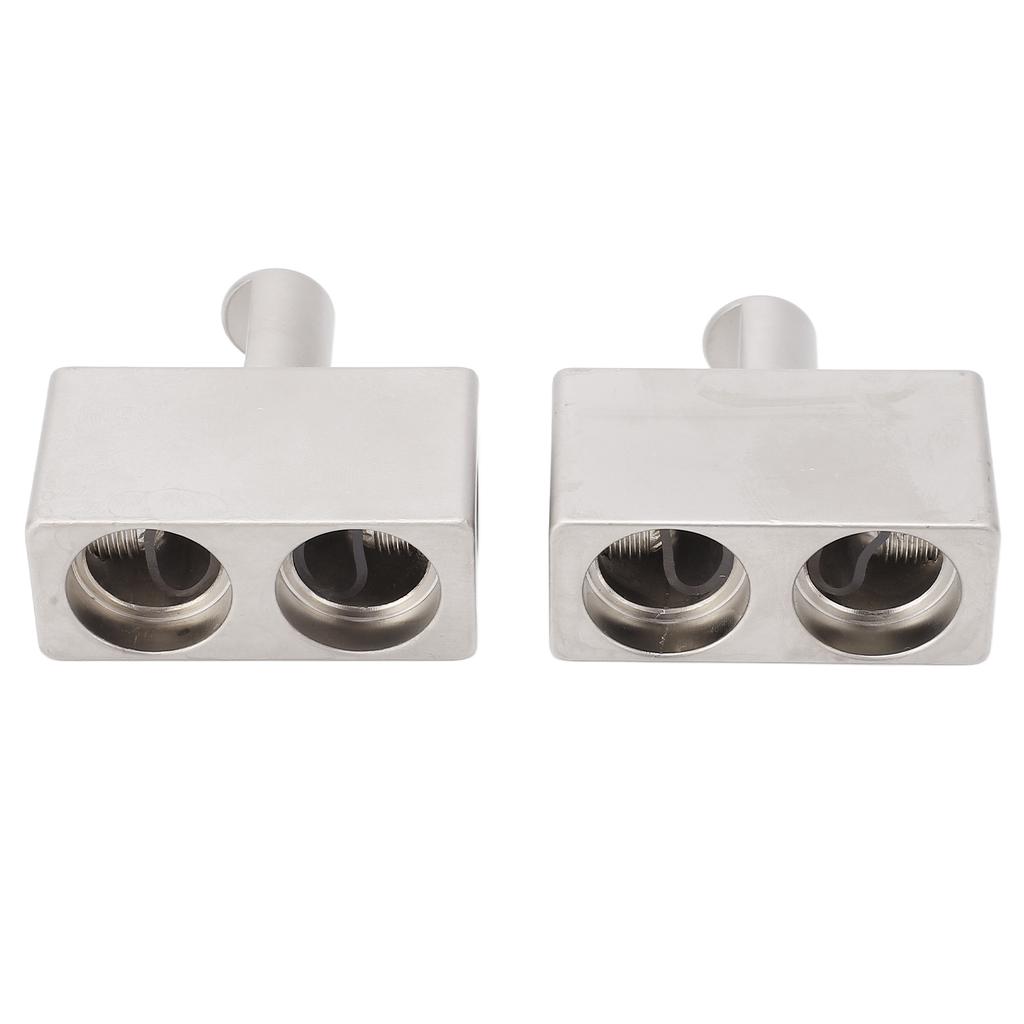 2pcs Dual 1/0 Gauge to 1/0 Gauge Amplifier Input Reducer Nickel Plated Aluminum Alloy High Power for Car Audio