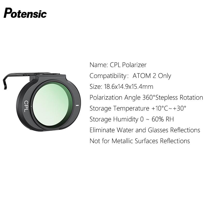 Potensic Original CPL Polarizer for ATOM 2 Camera Drone Only (Do not fit to ATOM SE, ATOM LT, ATOM) Drone Lens Accessory CPL Polarizer