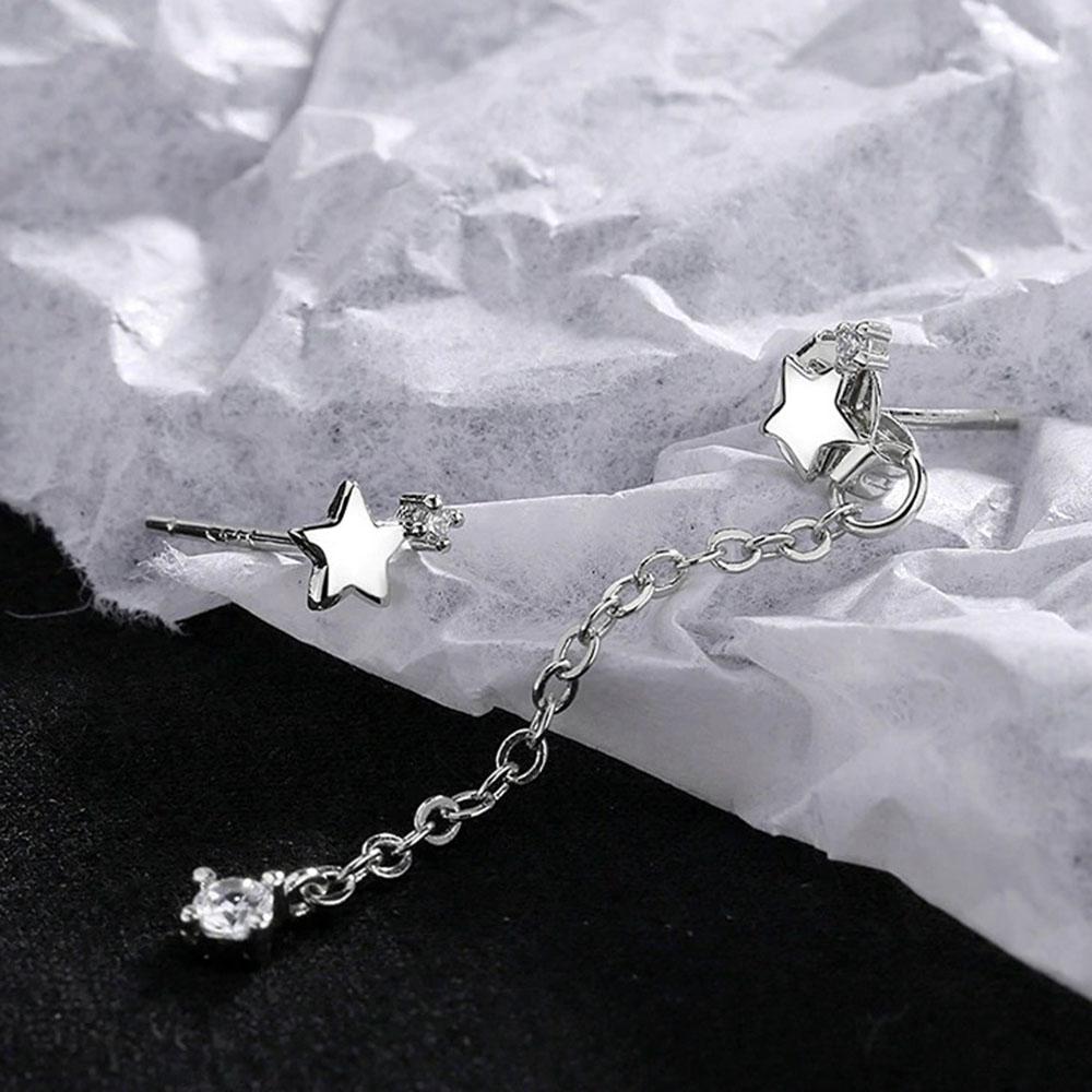 Girls Geometric Tassel Star Chic Stud Earrings Party Jewelry Drop Earrings Fashion Accessories