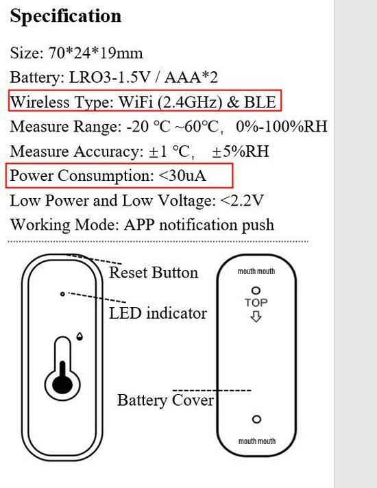 Cozylife Smart WiFi Thermometer & Hygrometer Compatible with Alexa & Google Voice