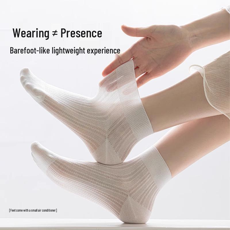 Women's Ultra-Thin Mesh Ballet Ankle Socks - Breathable, Boneless, Mid-Calf Japanese Ice Silk for Summer