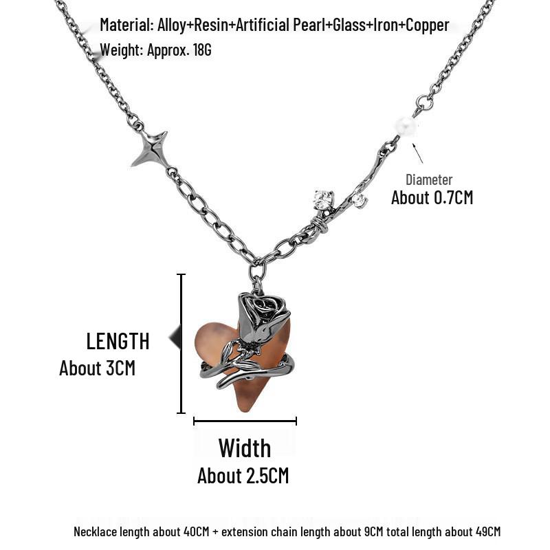 Blue & White Gradient Crushed Ice Heart Necklace - Women's Light Luxury Niche Clavicle Chain, Cool Original Design.