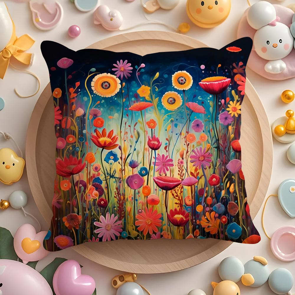 Midsummer Nights Flowers Cushion Cover Short Plush DoubleSided Printing Home Machine Washable in Warm Winter Pillow Cover